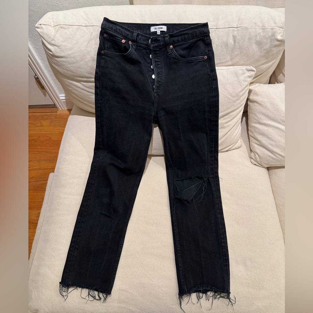 RE/DONE 70s High Waisted Raw Hem Stovepipe Jeans (Women’s 28)
